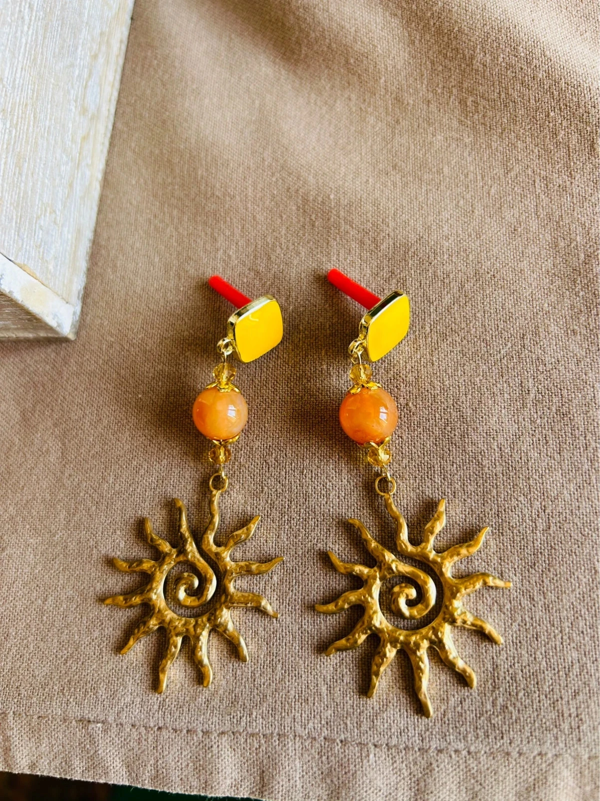 🔸🌞Pendientes de sol y cornalina boho hippie chic de piedra natural Carnelian🌞🔸 – photo 5